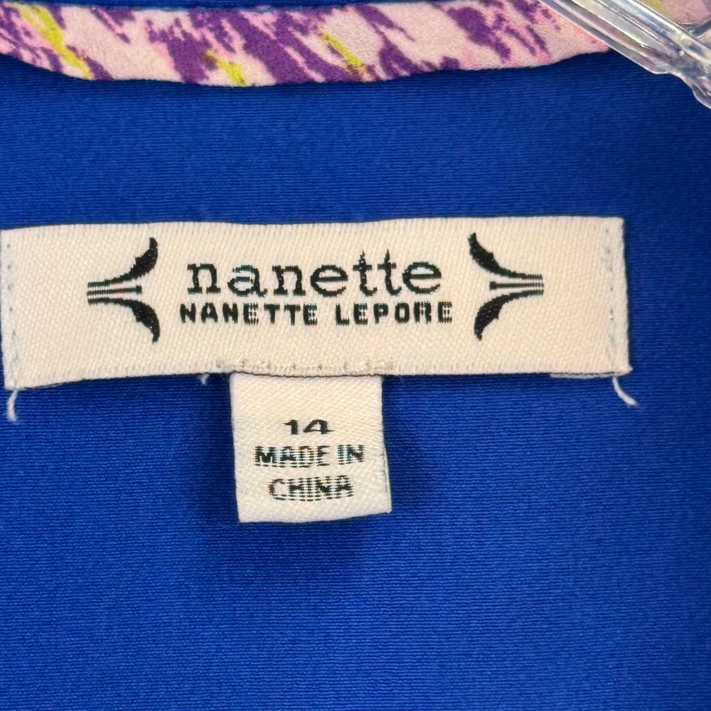 Nanette Lepore Womens Royal Blue Single Button Stretch Blazer Jacket Size 14 - Picture 3 of 12